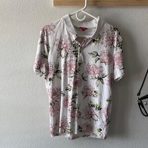 Guess Men's Floral Button Down Shirt - Pink and Green